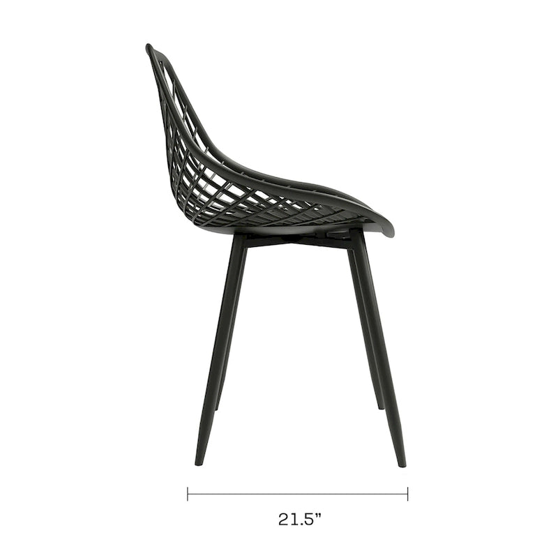 Kurv Mid-Century Modern Dining Chair with Steel Legs for Indoors or Outdoors - Set of 2