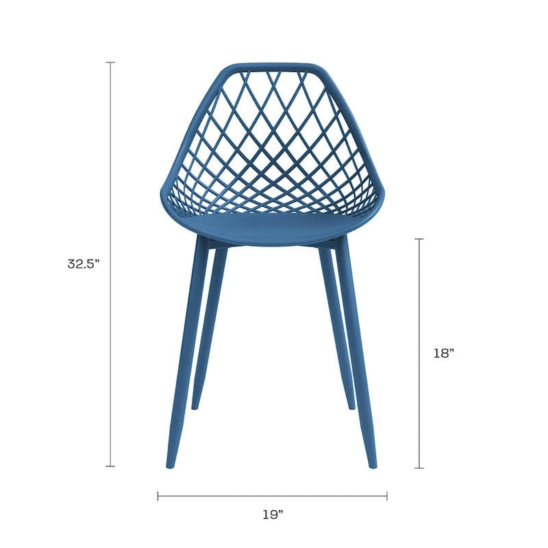 Kurv Mid-Century Modern Dining Chair with Steel Legs for Indoors or Outdoors - Set of 2