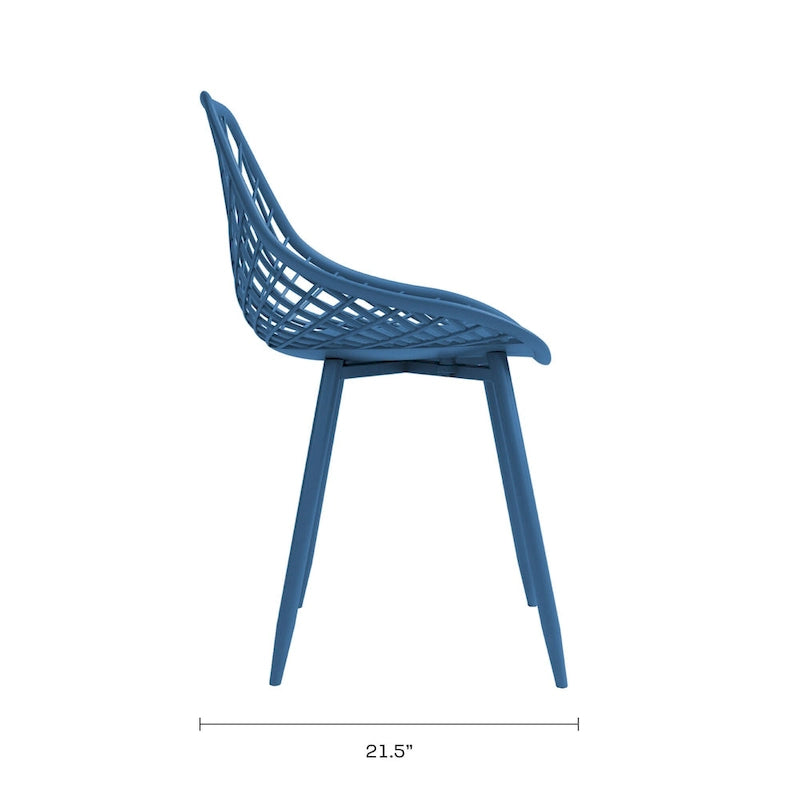 Kurv Mid-Century Modern Dining Chair with Steel Legs for Indoors or Outdoors - Set of 2