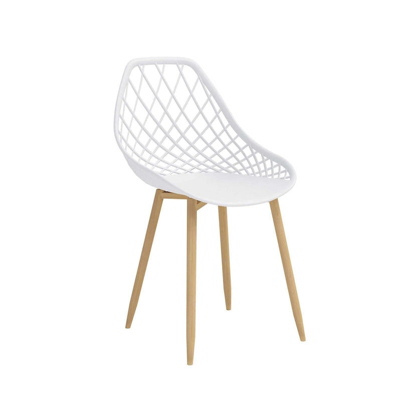 Kurv Mid-Century Modern Dining Chair with Steel Legs for Indoors or Outdoors - Set of 2