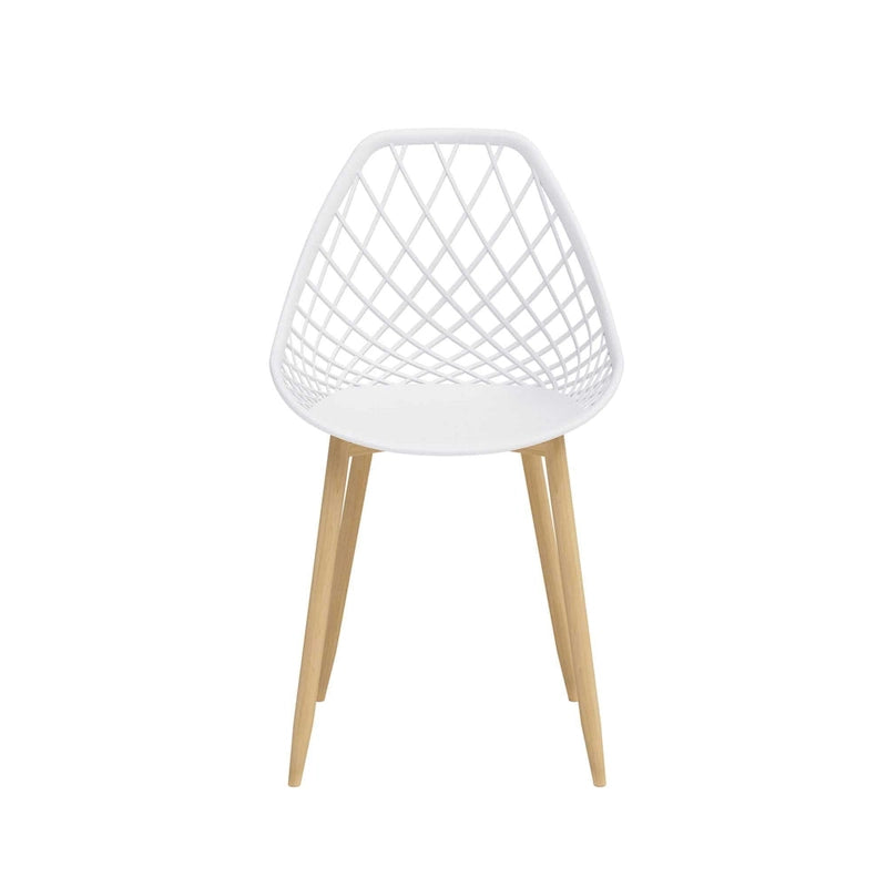 Kurv Mid-Century Modern Dining Chair with Steel Legs for Indoors or Outdoors - Set of 2