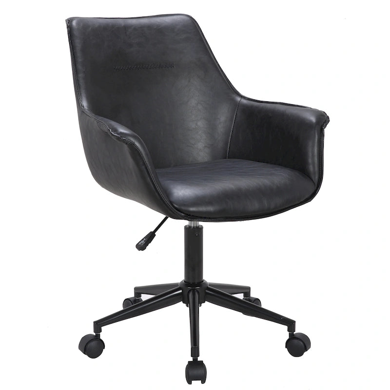 Leather Office Chair with Metal Roller Base