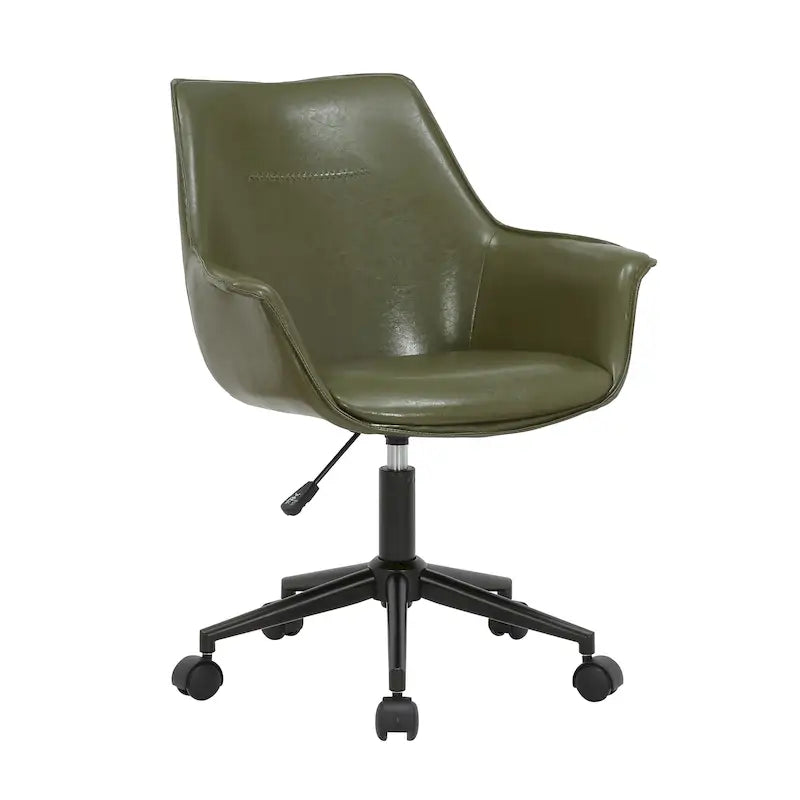 Leather Office Chair with 360° Swivel, Height Adjustment & Metal Roller Base