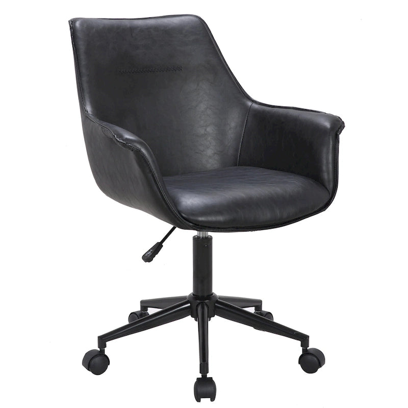 Leather Office Chair with Metal Roller Base