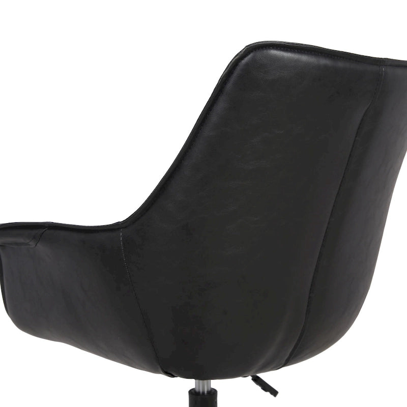 Leather Office Chair with Metal Roller Base