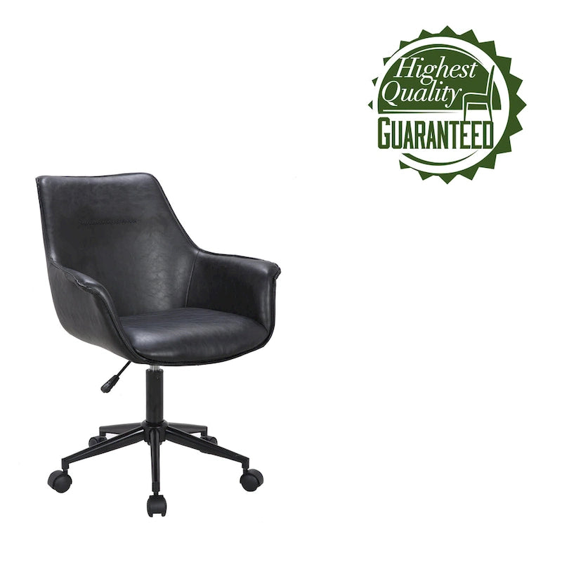 Leather Office Chair with Metal Roller Base
