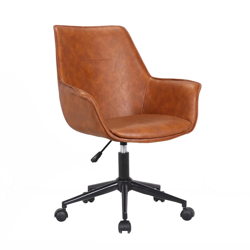 Leather Office Chair with Metal Roller Base