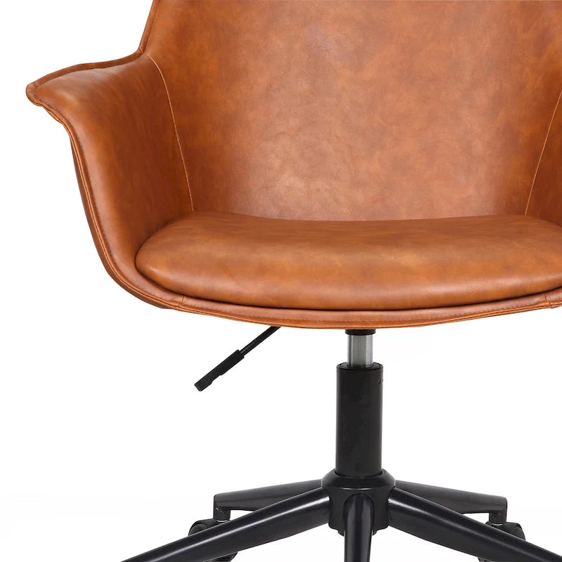 Leather Office Chair with Metal Roller Base