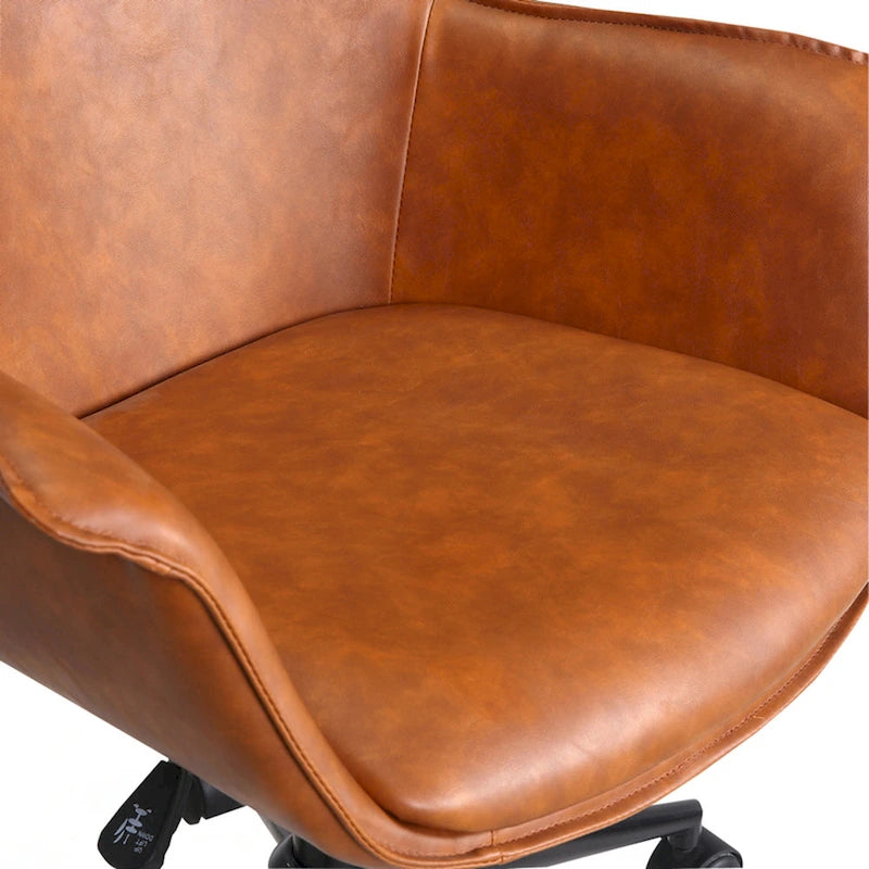 Leather Office Chair with Metal Roller Base