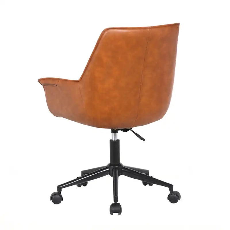 Leather Office Chair with Metal Roller Base