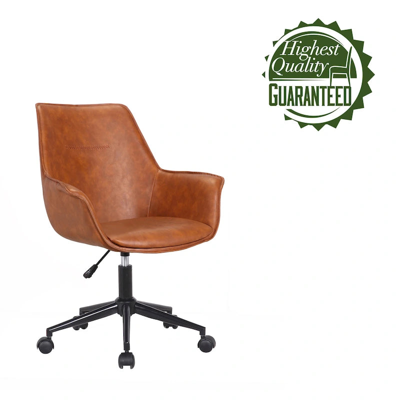 Leather Office Chair with Metal Roller Base