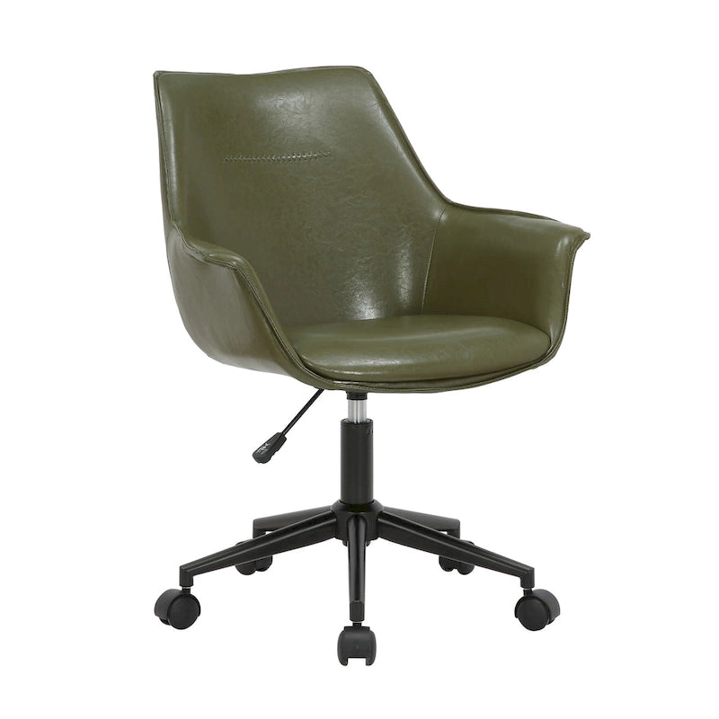 Leather Office Chair with Metal Roller Base