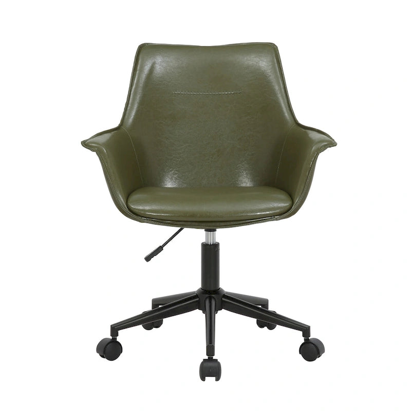 Leather Office Chair with Metal Roller Base