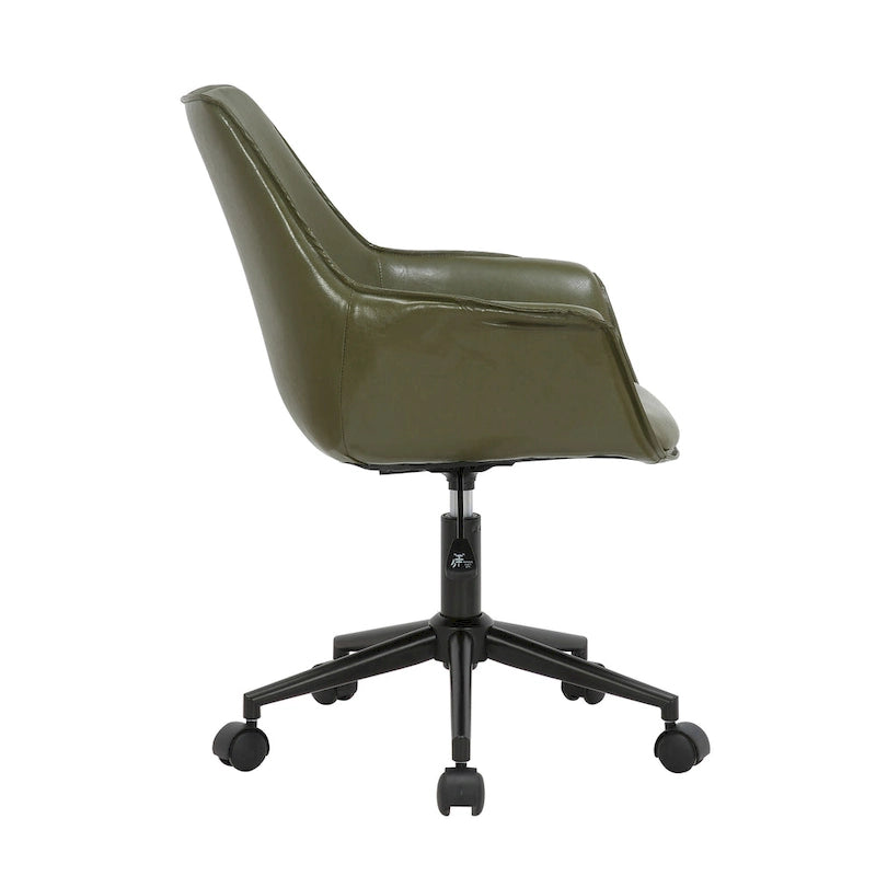 Leather Office Chair with Metal Roller Base
