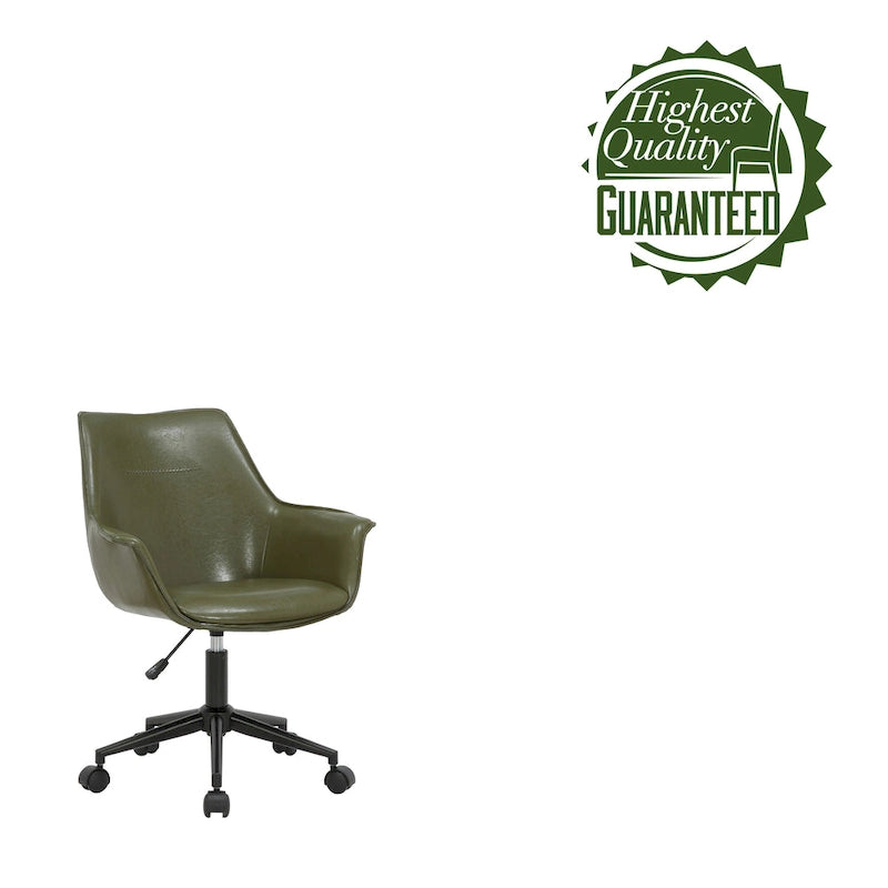 Leather Office Chair with Metal Roller Base