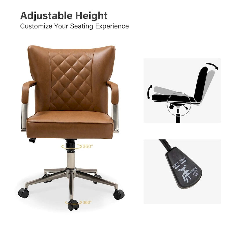 Felice Modern Swivel Height Adjustable Diamond-Tufted Office Chair