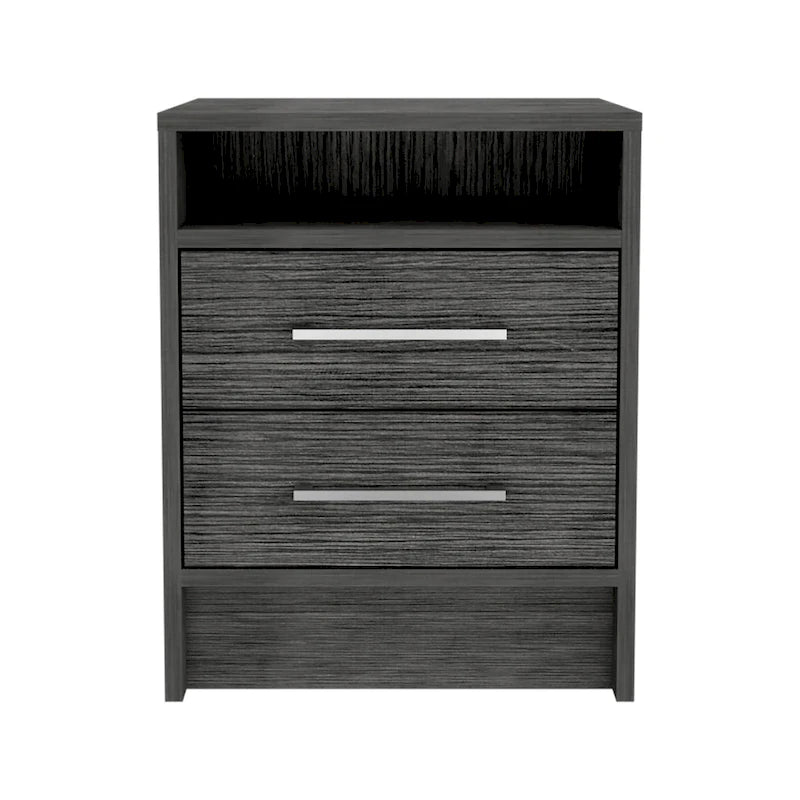 TUHOME Eter 2-Drawer Nightstand End Table with Metal Handles and Open Shelf