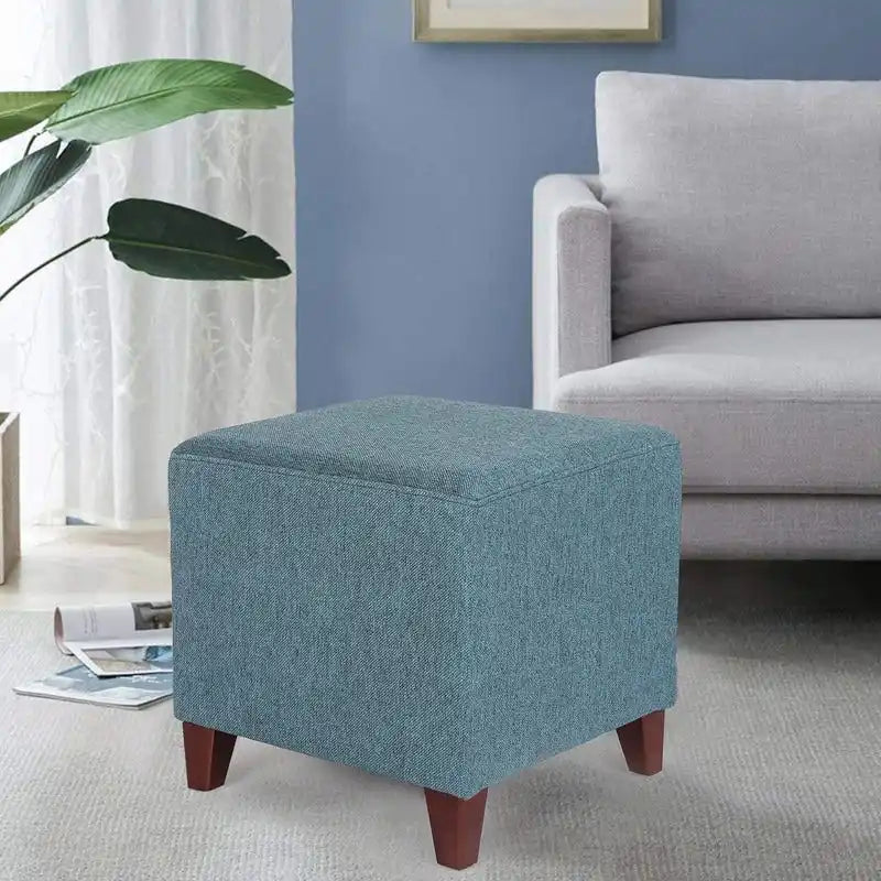 Square Ottoman Footrest Stool Small Fabric Bench Seat