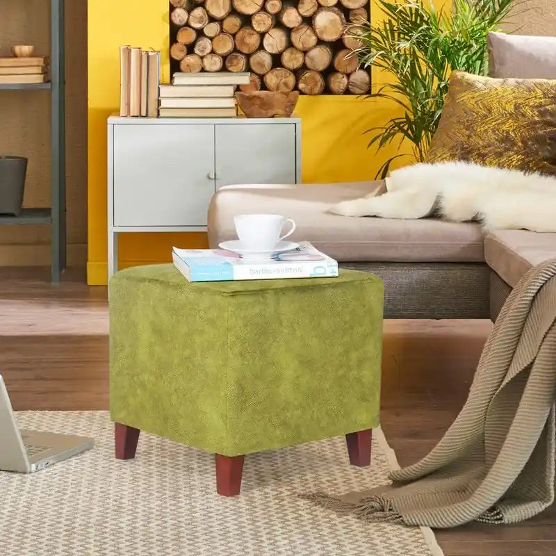 Square Ottoman Footrest Stool Small Fabric Bench Seat