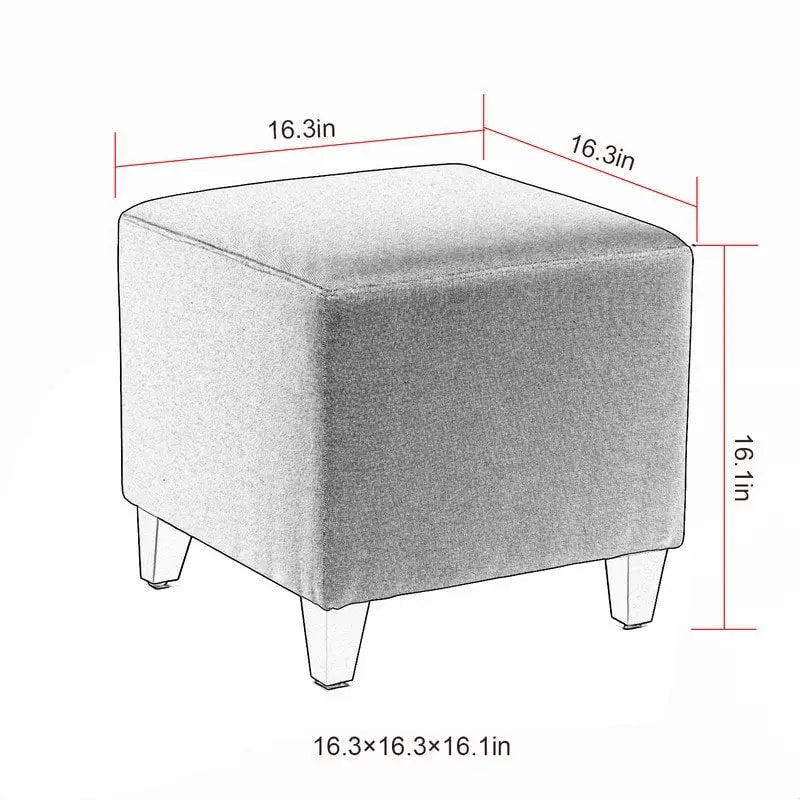 Square Ottoman Footrest Stool Small Fabric Bench Seat