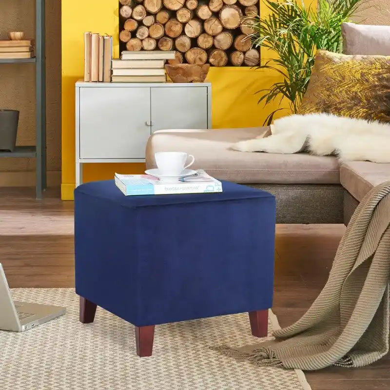 Square Ottoman Footrest Stool Small Fabric Bench Seat