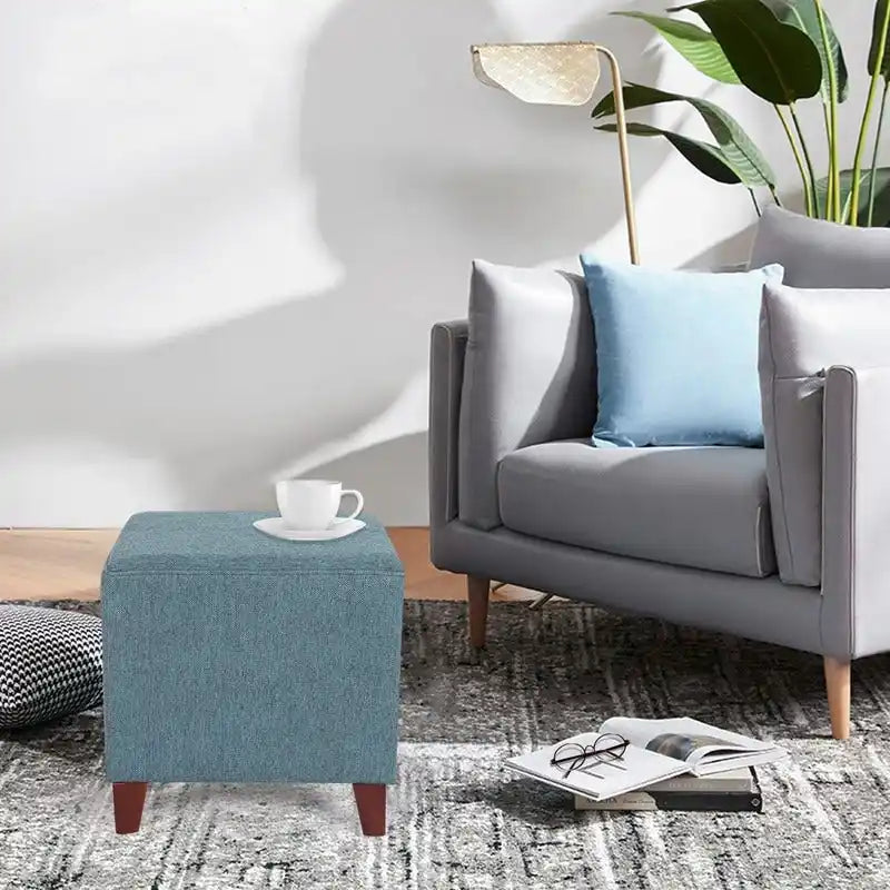 Square Ottoman Footrest Stool Small Fabric Bench Seat