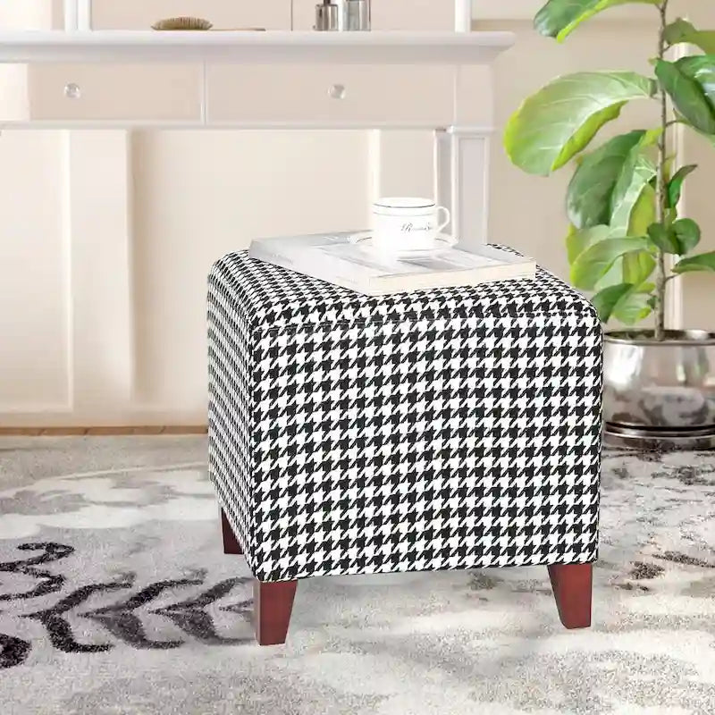 Square Ottoman Footrest Stool Small Fabric Bench Seat