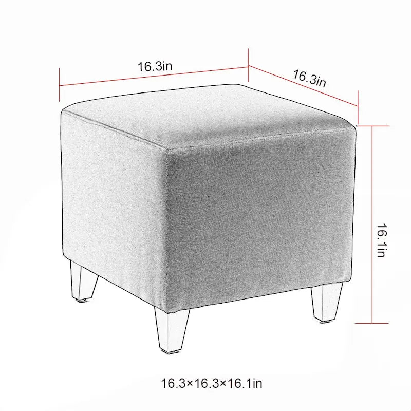 Square Ottoman Footrest Stool Small Fabric Bench Seat