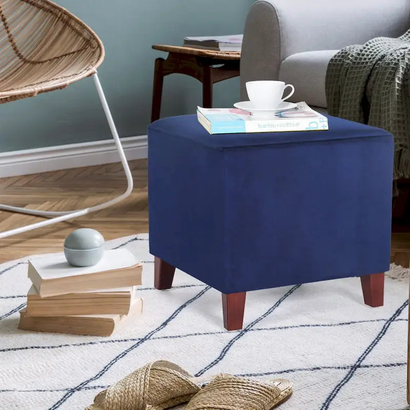 Square Ottoman Footrest Stool Small Fabric Bench Seat