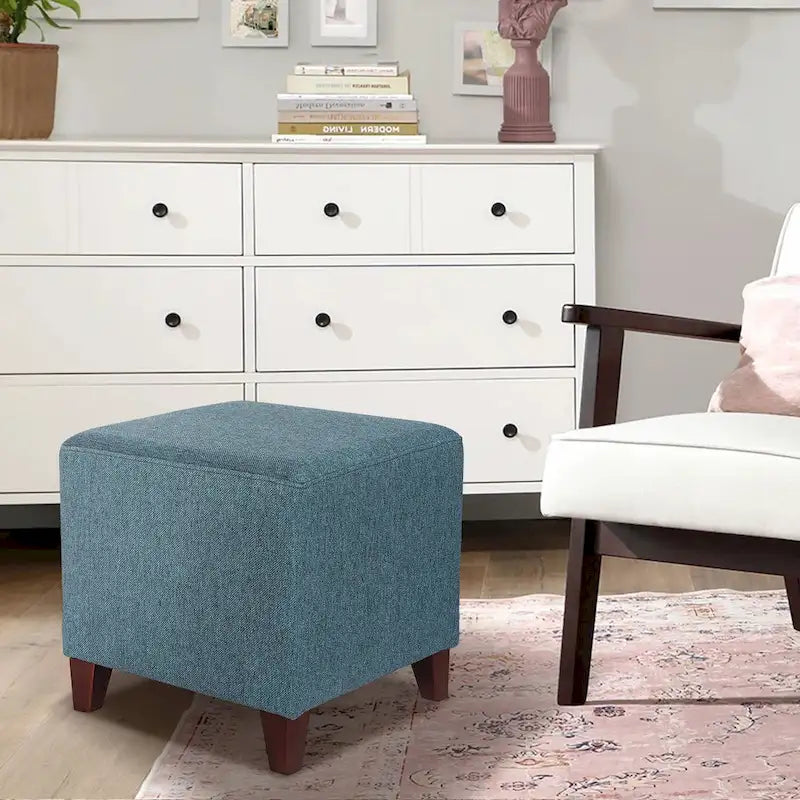 Square Ottoman Footrest Stool Small Fabric Bench Seat