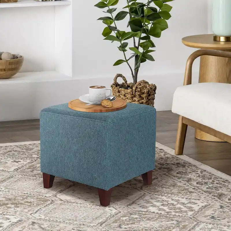 Square Ottoman Footrest Stool Small Fabric Bench Seat
