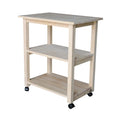 Estelle Solid Wood Microwave Kitchen Cart with 3 Shelves and Casters