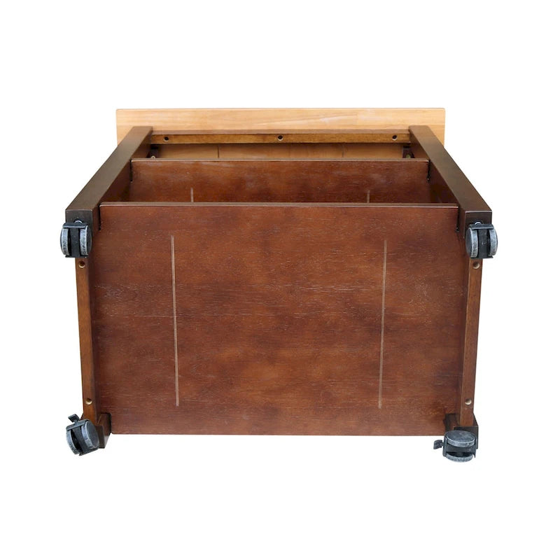 Estelle Solid Wood Microwave Kitchen Cart with 3 Shelves and Casters