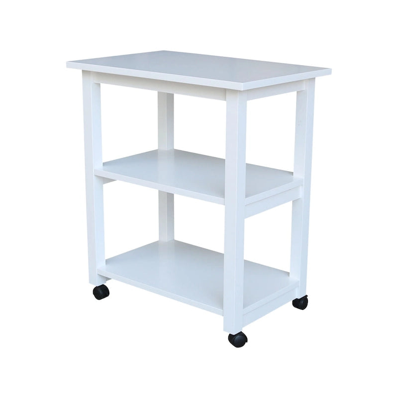 Estelle Solid Wood Microwave Kitchen Cart with 3 Shelves and Casters