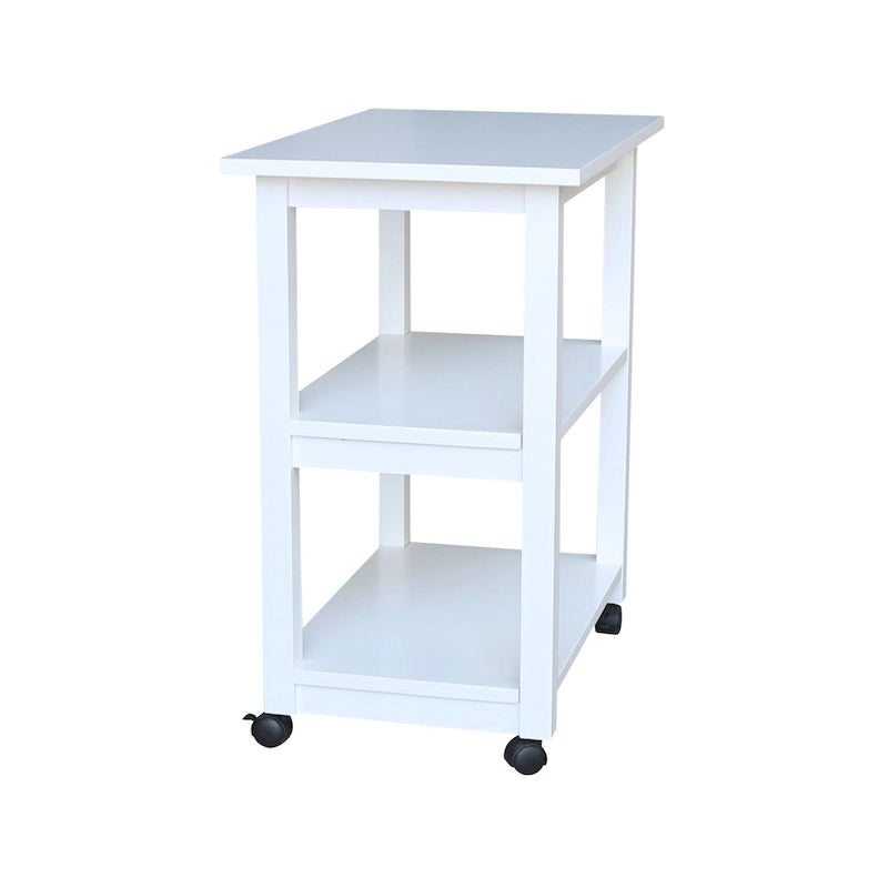 Estelle Solid Wood Microwave Kitchen Cart with 3 Shelves and Casters