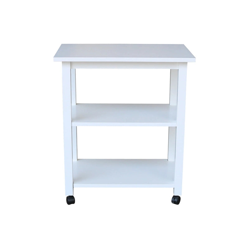 Estelle Solid Wood Microwave Kitchen Cart with 3 Shelves and Casters