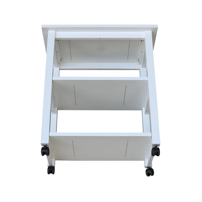 Estelle Solid Wood Microwave Kitchen Cart with 3 Shelves and Casters
