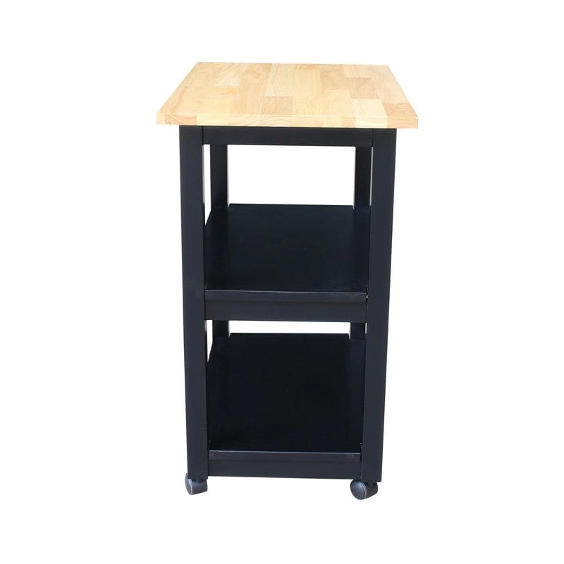 Estelle Solid Wood Microwave Kitchen Cart with 3 Shelves and Casters