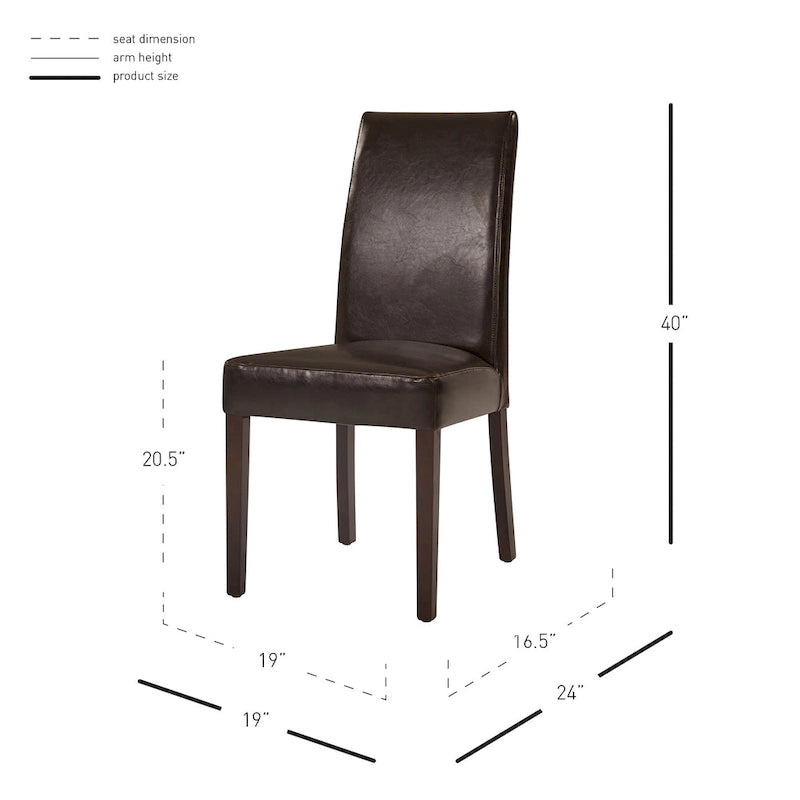 Hartford Bicast Leather Dining Chair, Mid-Century Modern, 2-Pack