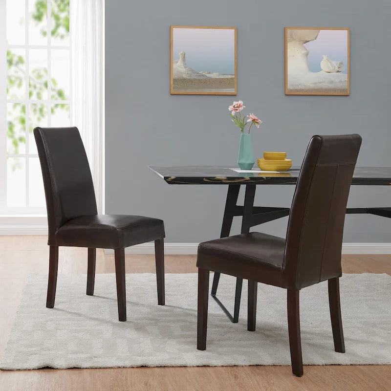 Hartford Bicast Leather Dining Chair, Mid-Century Modern, 2-Pack