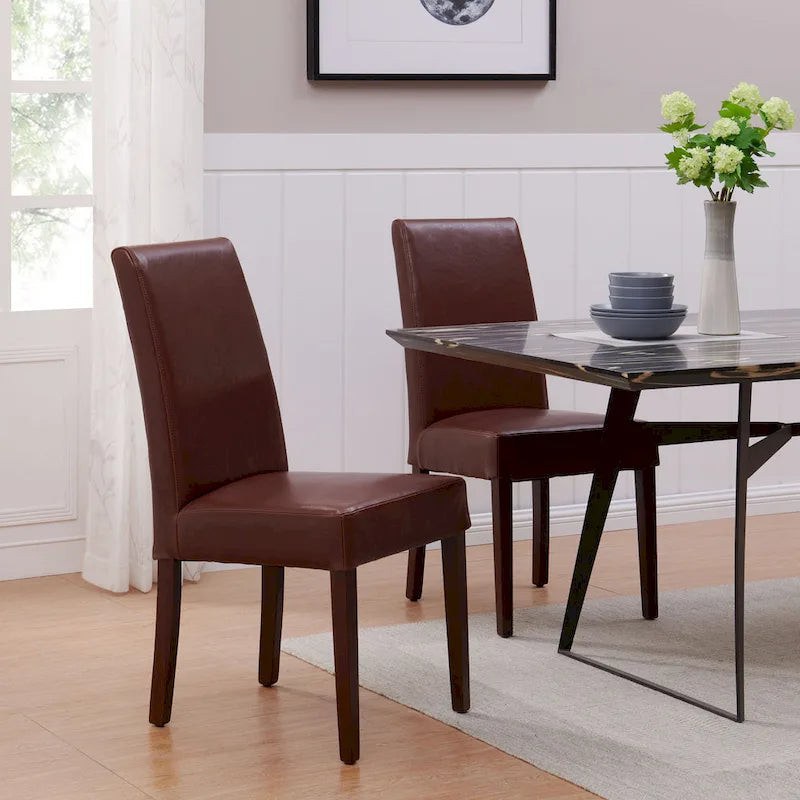 Hartford Bicast Leather Dining Chair, Mid-Century Modern, 2-Pack
