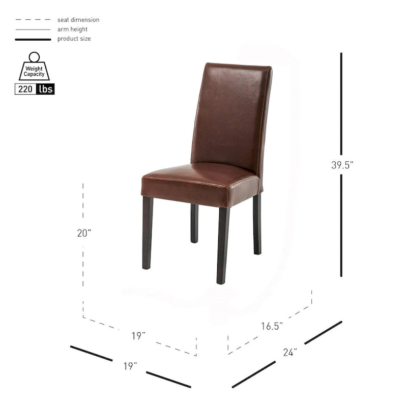 Hartford Bicast Leather Dining Chair, Mid-Century Modern, 2-Pack