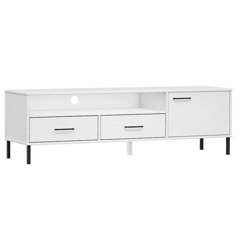 TV Stand TV Console TV Console with Metal Legs Solid Wood Pine OSLO - 62.2 x 15.7 x 18.3
