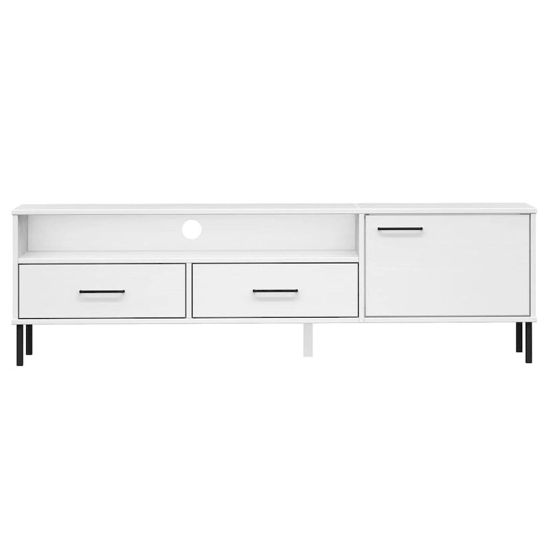 TV Stand TV Console TV Console with Metal Legs Solid Wood Pine OSLO - 62.2 x 15.7 x 18.3