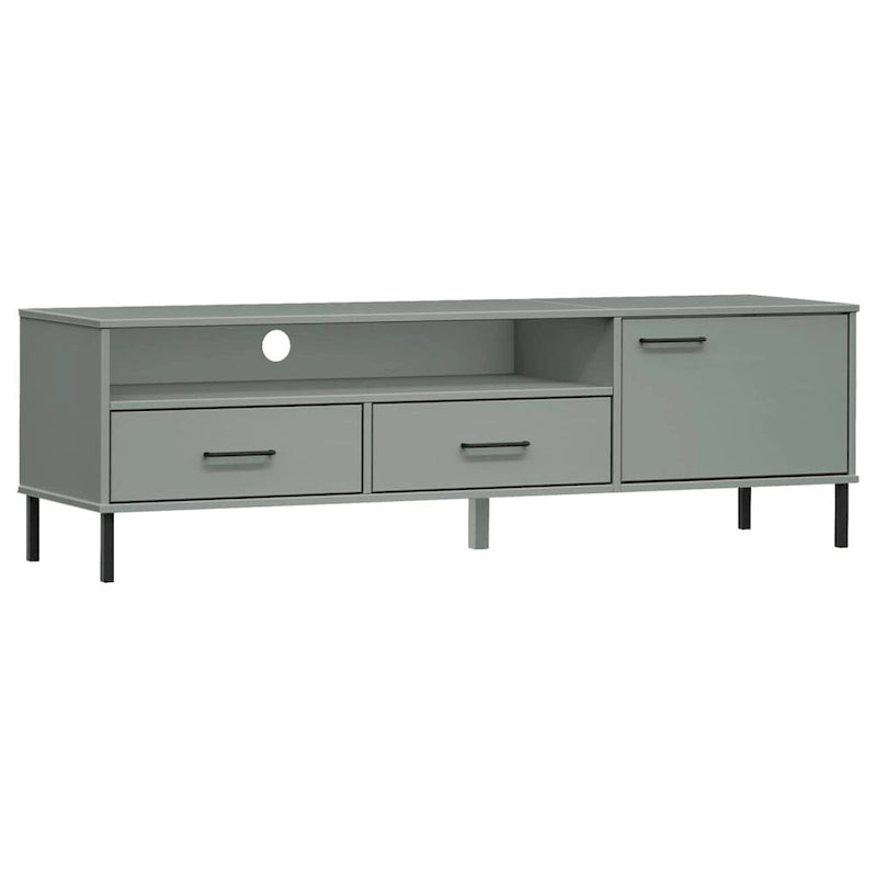 TV Stand TV Console TV Console with Metal Legs Solid Wood Pine OSLO - 62.2 x 15.7 x 18.3