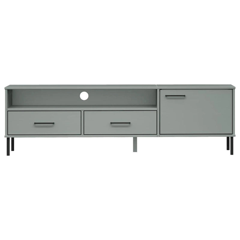 TV Stand TV Console TV Console with Metal Legs Solid Wood Pine OSLO - 62.2 x 15.7 x 18.3