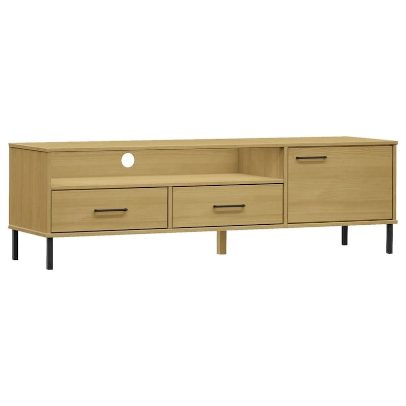 TV Stand TV Console TV Console with Metal Legs Solid Wood Pine OSLO - 62.2 x 15.7 x 18.3
