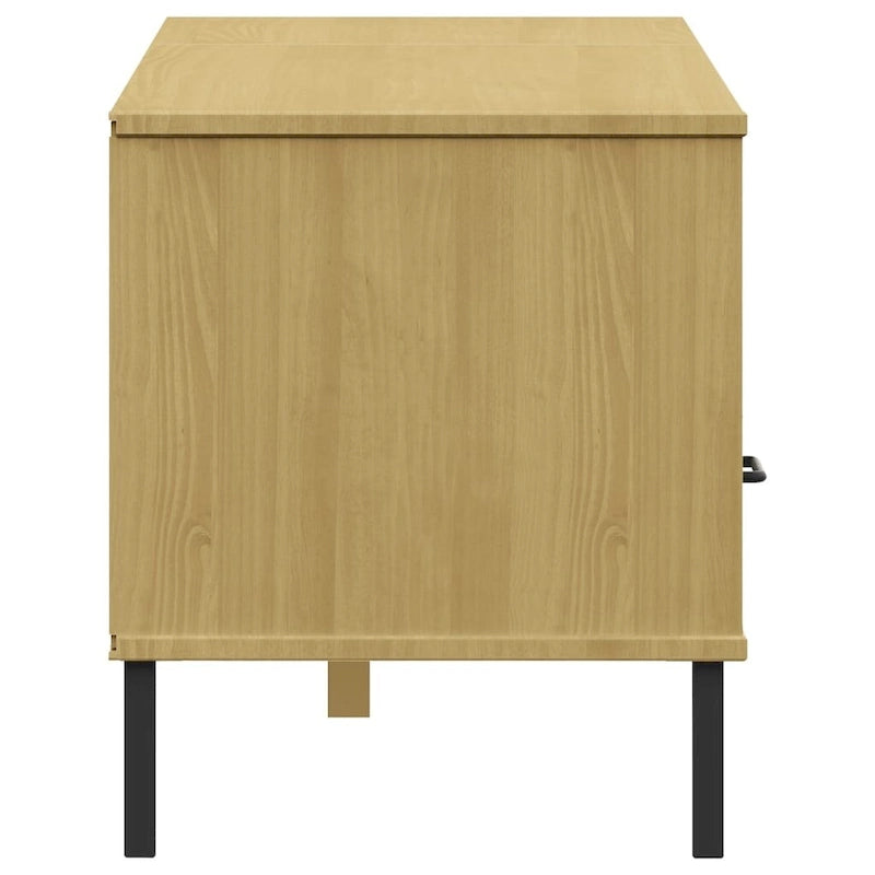 TV Stand TV Console TV Console with Metal Legs Solid Wood Pine OSLO - 62.2 x 15.7 x 18.3