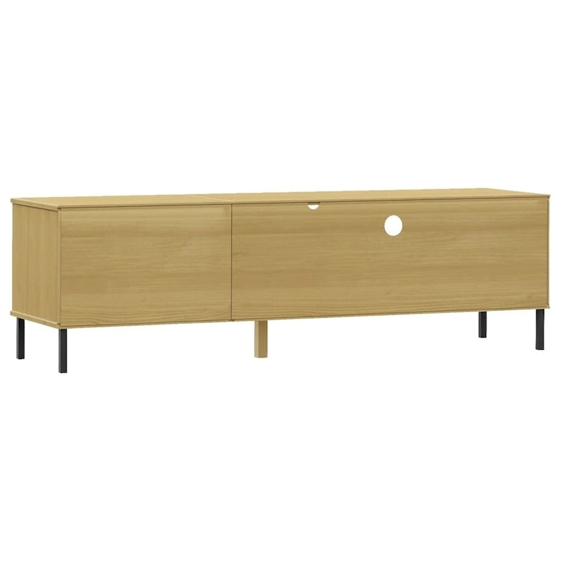 TV Stand TV Console TV Console with Metal Legs Solid Wood Pine OSLO - 62.2 x 15.7 x 18.3