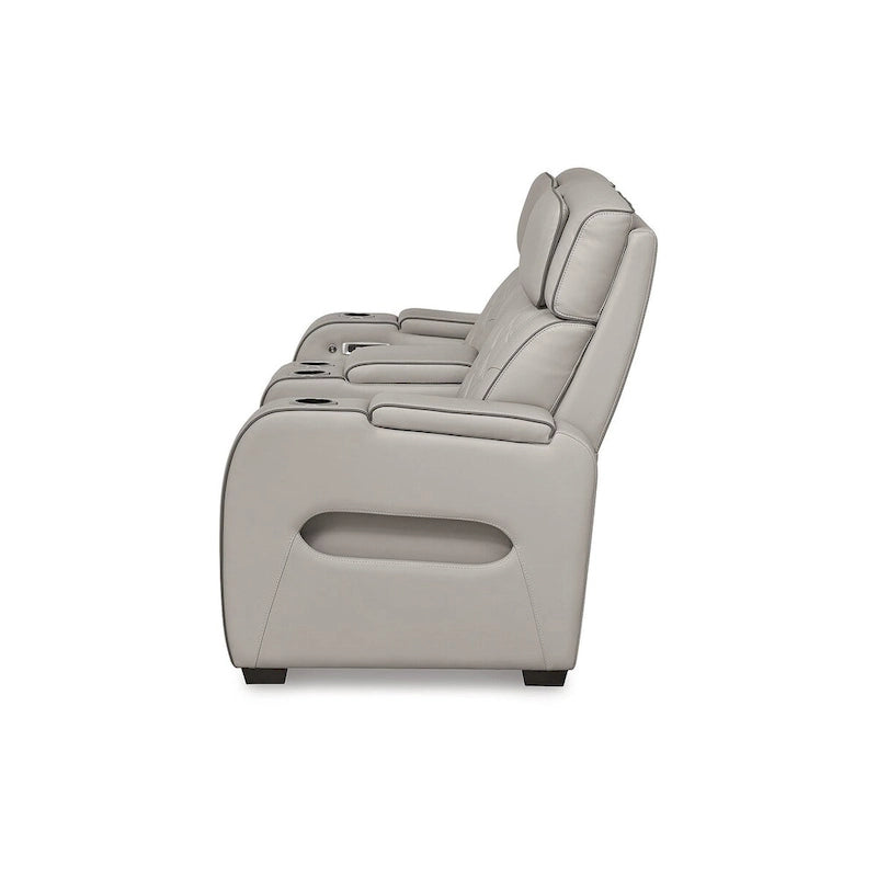 Gray Power Reclining Loveseat with Console, Air Massage & Heated Seats - 75"W x 40"D x 44"H